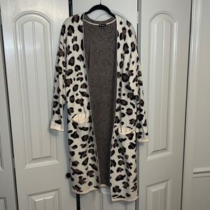 Long Cheetah Print Cardigan